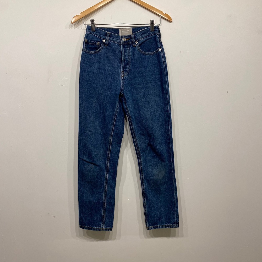Everlane The 90s Cheeky Jean Organic Cotton Blue Denim Ankle Straight Leg 24